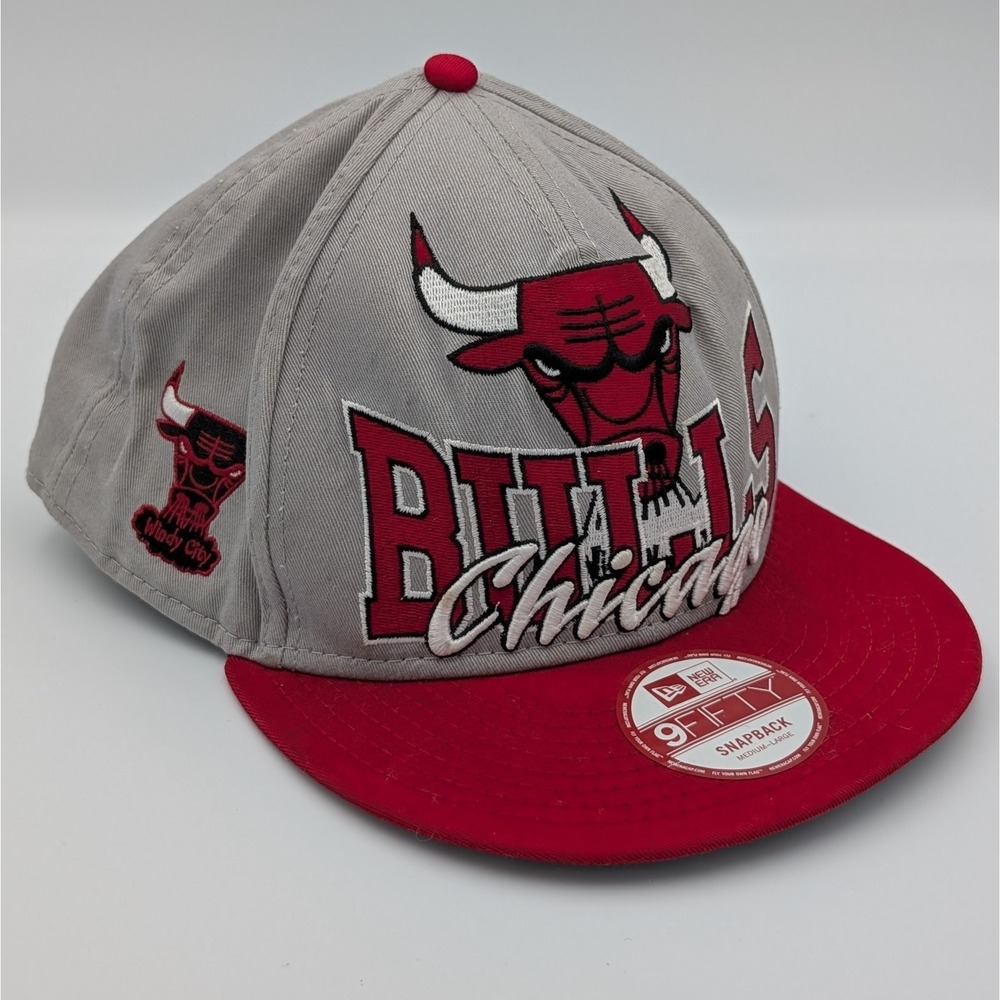 New Era Chicago Bulls 9FIFTY Snapback Hat Gray Red Medium Large NBA Basketball